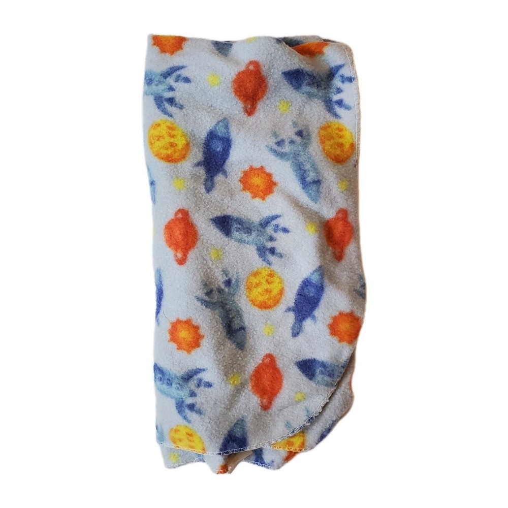 Angel of Mine Fleece Baby‎ Blanket Blue with Rockets and Planets